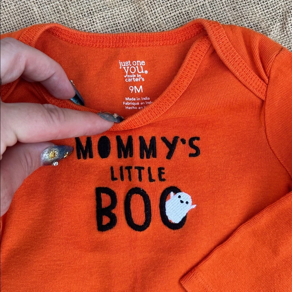 Carter's Orange Halloween Bodysuit and Bib Set